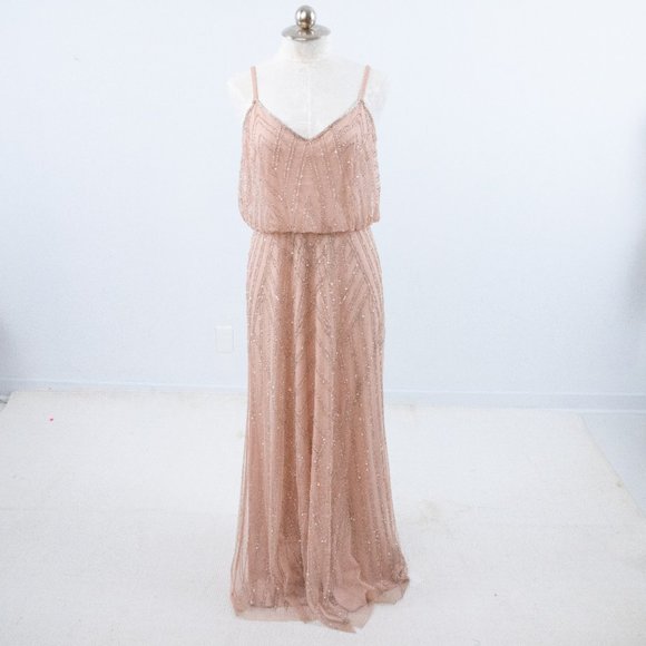 BHLDN Adrianna Papell 14 Beaded Maxi Dress Pink - Picture 3 of 10